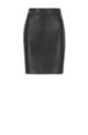 Leather skirt with rear zip and feature stitching, Black