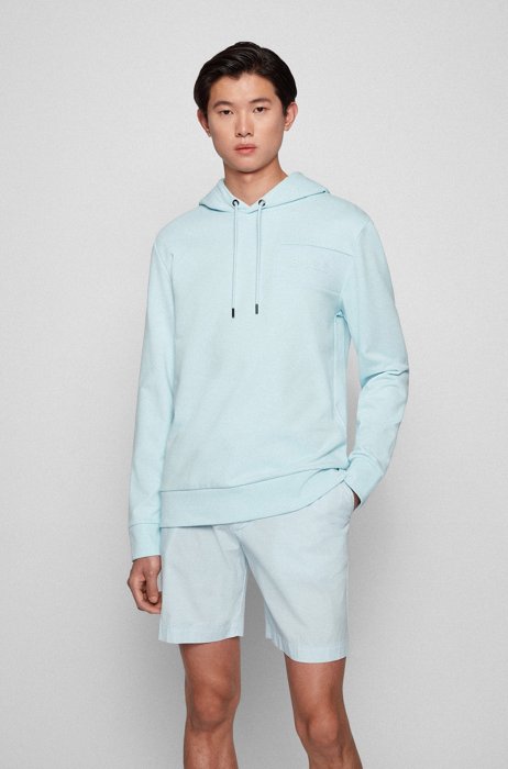 Oversized-fit hoodie with gel-print logo, Light Blue