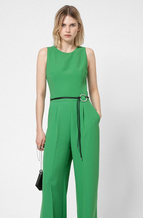 Sleeveless jumpsuit with cut-out back, Green