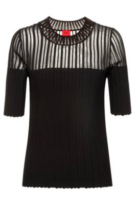Pull Slim Fit à manches courtes avec empiècement transparent