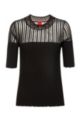 Slim-fit short-sleeved sweater with transparent panel, Black