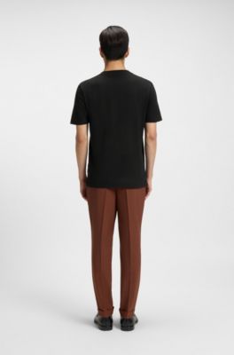 Cotton-blend T-shirt with bubble-jacquard structure, Black