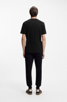 T-shirt in misto cotone con lavorazione jacquard a bolle, Nero