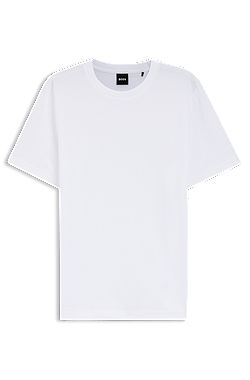 Cotton-blend T-shirt with bubble-jacquard structure