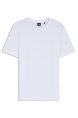 HUGO BOSS COTTON-BLEND T-SHIRT WITH BUBBLE-JACQUARD STRUCTURE