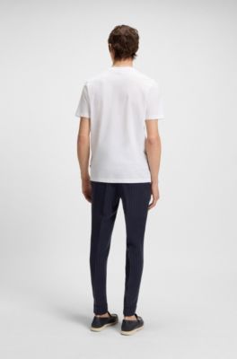 Cotton-blend T-shirt with bubble-jacquard structure, White