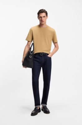 Camiseta en mezcla de algod&oacute;n con estructura de jacquard de burbujas, Beige