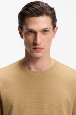 T-Shirt aus Baumwoll-Mix mit kreisf&ouml;rmiger Jacquard-Struktur, Beige