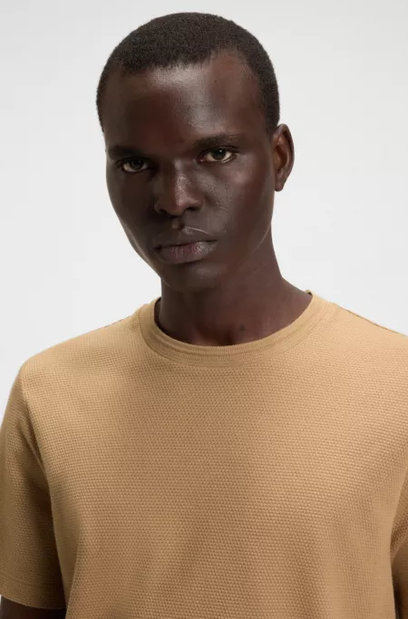 Cotton-blend T-shirt with bubble-jacquard structure