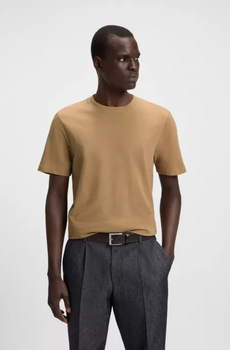 Cotton-blend T-shirt with bubble-jacquard structure