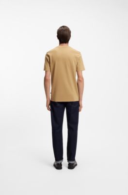 T-Shirt aus Baumwoll-Mix mit kreisf&ouml;rmiger Jacquard-Struktur, Beige