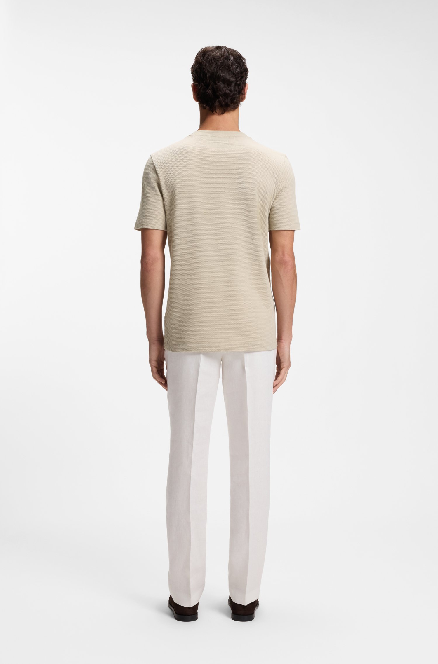 Boss Cotton-blend T-shirt with bubble-jacquard structure herr – bild 3