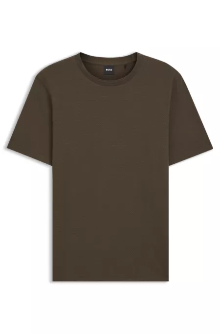Cotton-blend T-shirt with bubble-jacquard structure