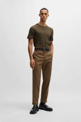 Cotton-blend T-shirt with bubble-jacquard structure, Dark Brown