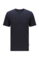T-shirt in misto cotone con lavorazione jacquard a bolle, Blu scuro