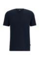 Camiseta en mezcla de algodón con estructura de jacquard de burbujas, Azul oscuro