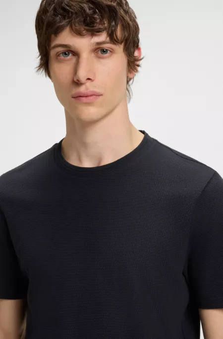 Cotton-blend T-shirt with bubble-jacquard structure