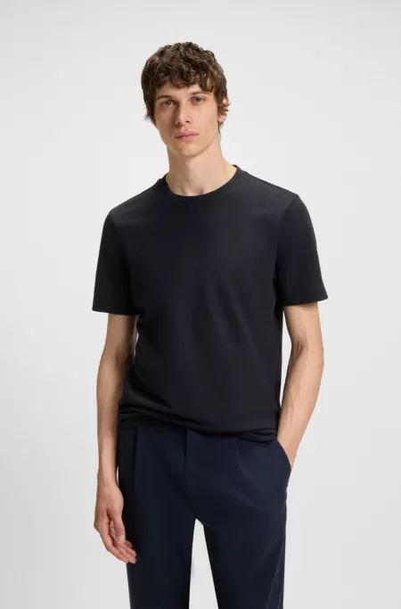 Cotton-blend T-shirt with bubble-jacquard structure