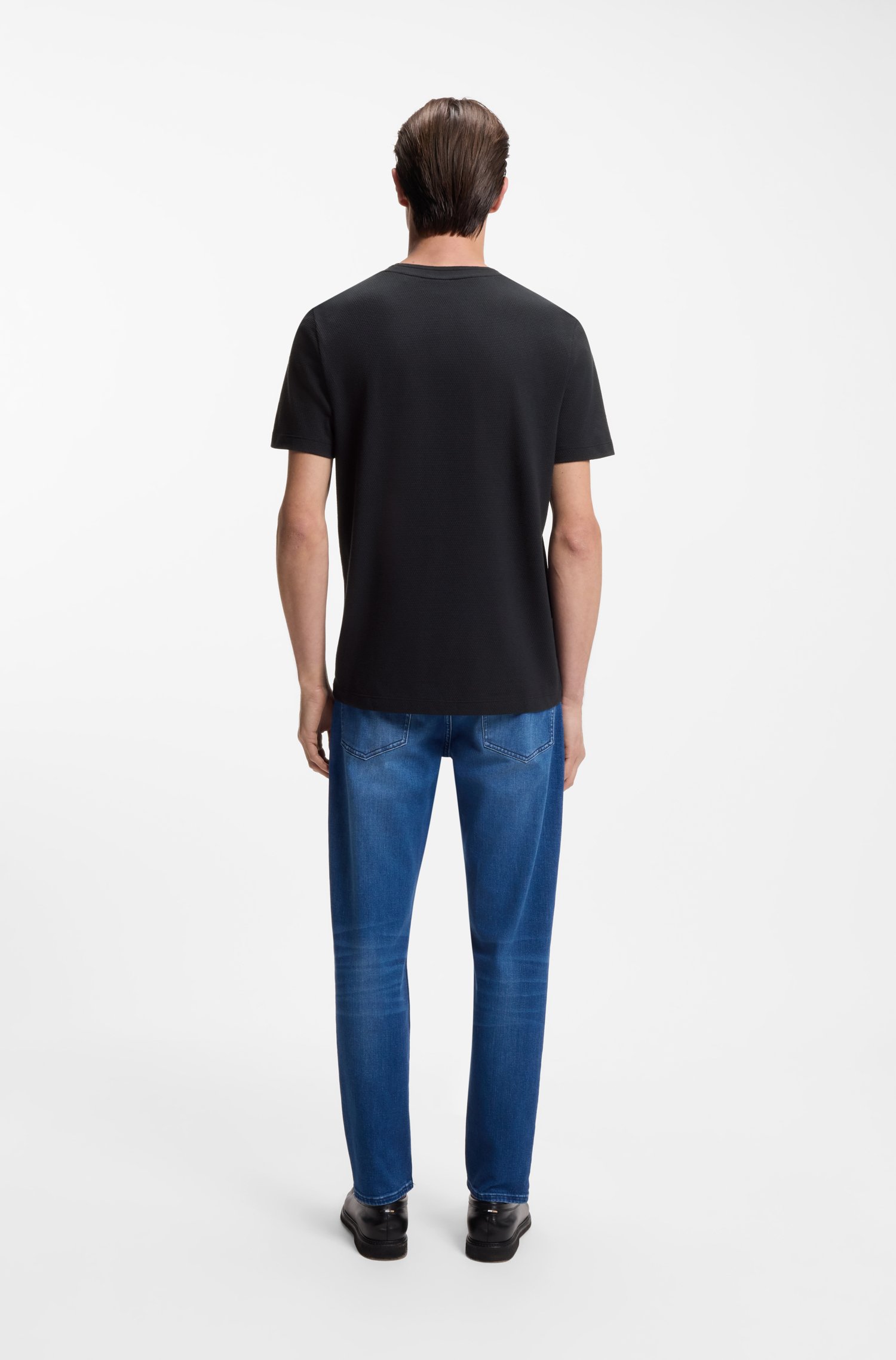 Boss Cotton-blend T-shirt with bubble-jacquard structure herr – bild 3