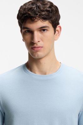 T-Shirt aus Baumwoll-Mix mit kreisf&ouml;rmiger Jacquard-Struktur, Hellblau