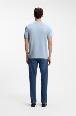 T-Shirt aus Baumwoll-Mix mit kreisf&ouml;rmiger Jacquard-Struktur, Hellblau