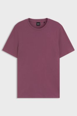 Cotton-blend T-shirt with bubble-jacquard structure, Purple