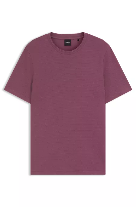 Cotton-blend T-shirt with bubble-jacquard structure