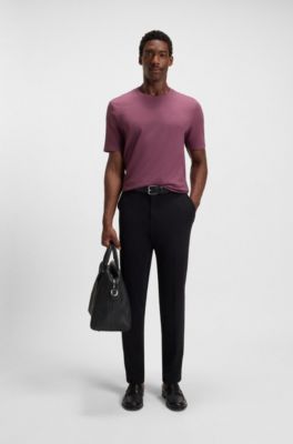 Cotton-blend T-shirt with bubble-jacquard structure, Purple