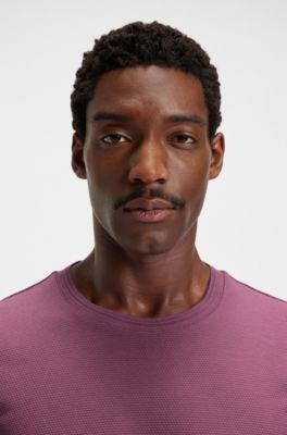 Cotton-blend T-shirt with bubble-jacquard structure, Purple