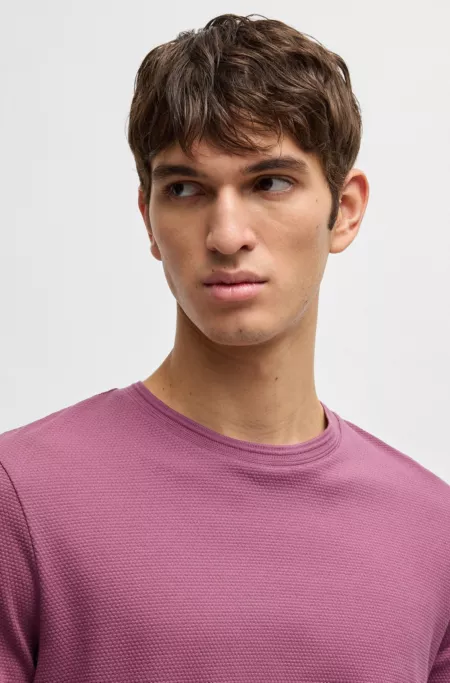 Cotton-blend T-shirt with bubble-jacquard structure