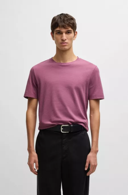Cotton-blend T-shirt with bubble-jacquard structure