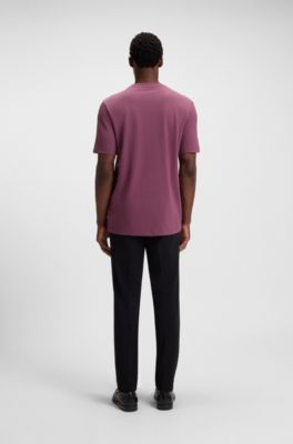 Cotton-blend T-shirt with bubble-jacquard structure, Purple