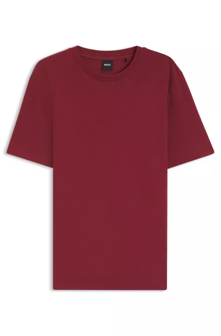 Cotton-blend T-shirt with bubble-jacquard structure