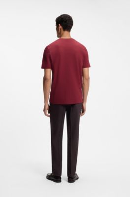 T-Shirt aus Baumwoll-Mix mit Bubble-Jacquard-Struktur, Rot