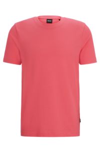 버블 자카드 구조 코튼 블렌드 티셔츠, 다크 핑크