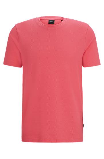 Hugo Boss Cotton-blend T-shirt With Bubble-jacquard Structure In Pink