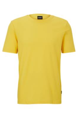 Hugo Boss Cotton-blend T-shirt With Bubble-jacquard Structure In Yellow