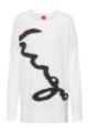 Oversized-fit sweater with logo intarsia, White