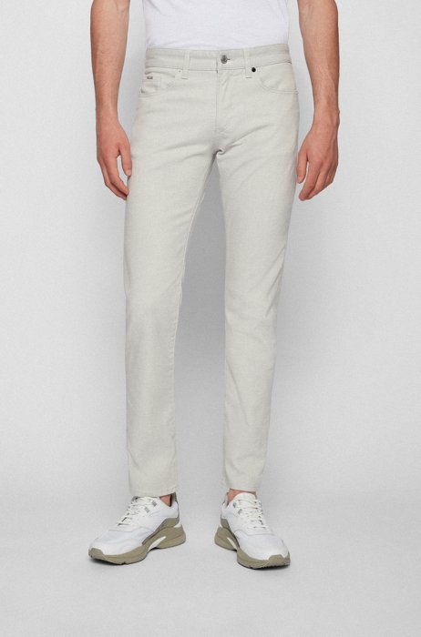 Slim-fit jeans in structured stretch denim, Light Grey