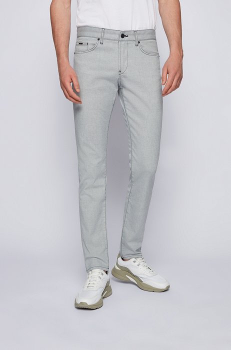 Slim-fit jeans in structured stretch denim, Light Grey