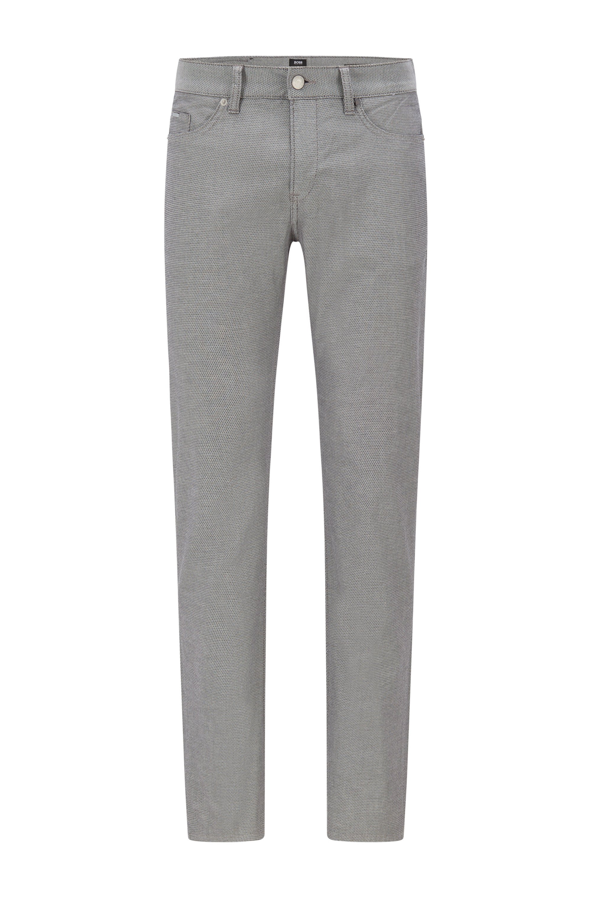 Slim-fit jeans in gray micro-structured stretch denim, Dark Blue
