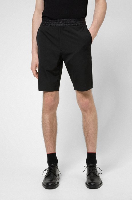 Slim-fit chino shorts with contrast waistband, Black