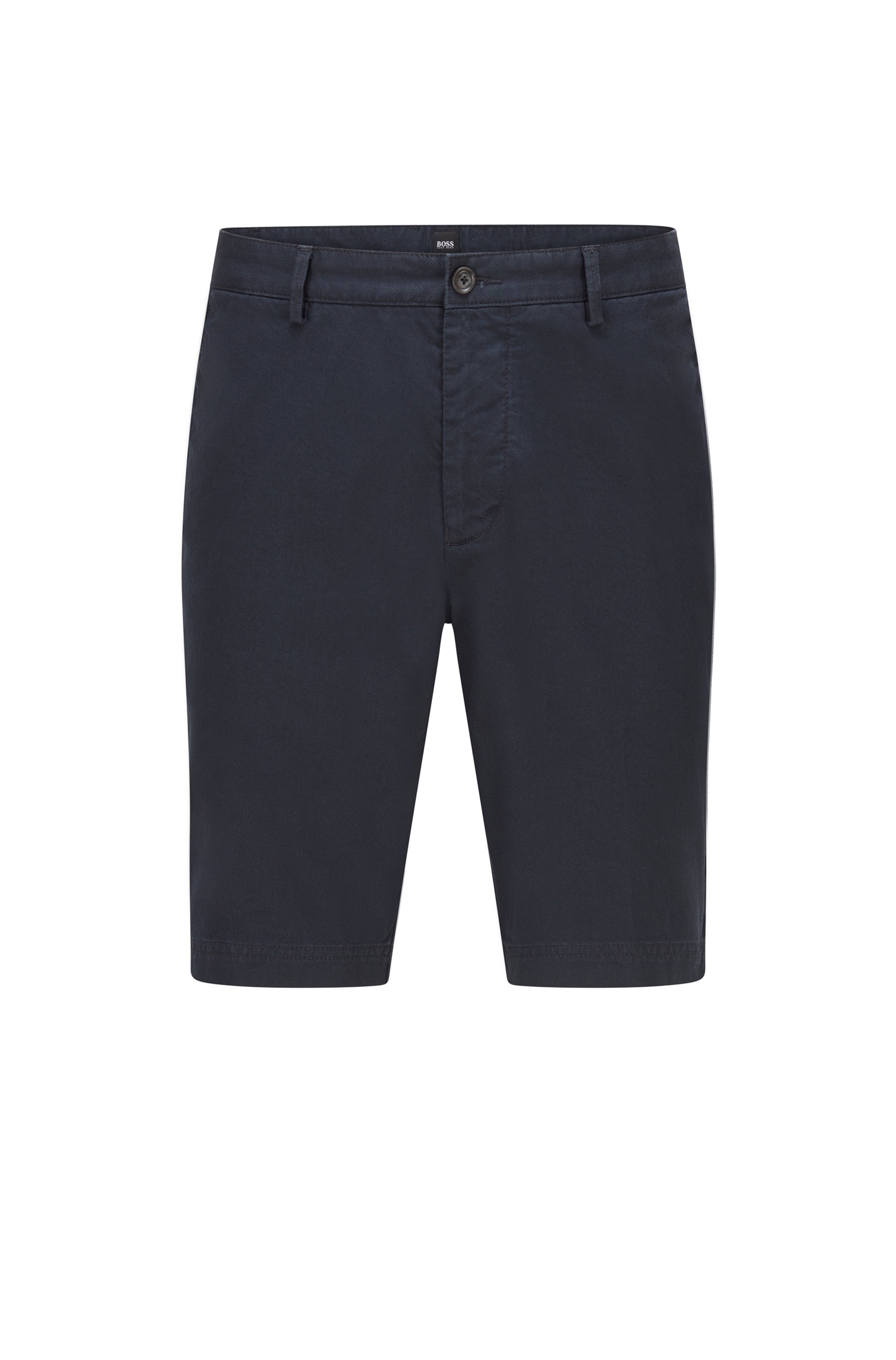 Slim-fit shorts in structured stretch cotton, Dark Blue