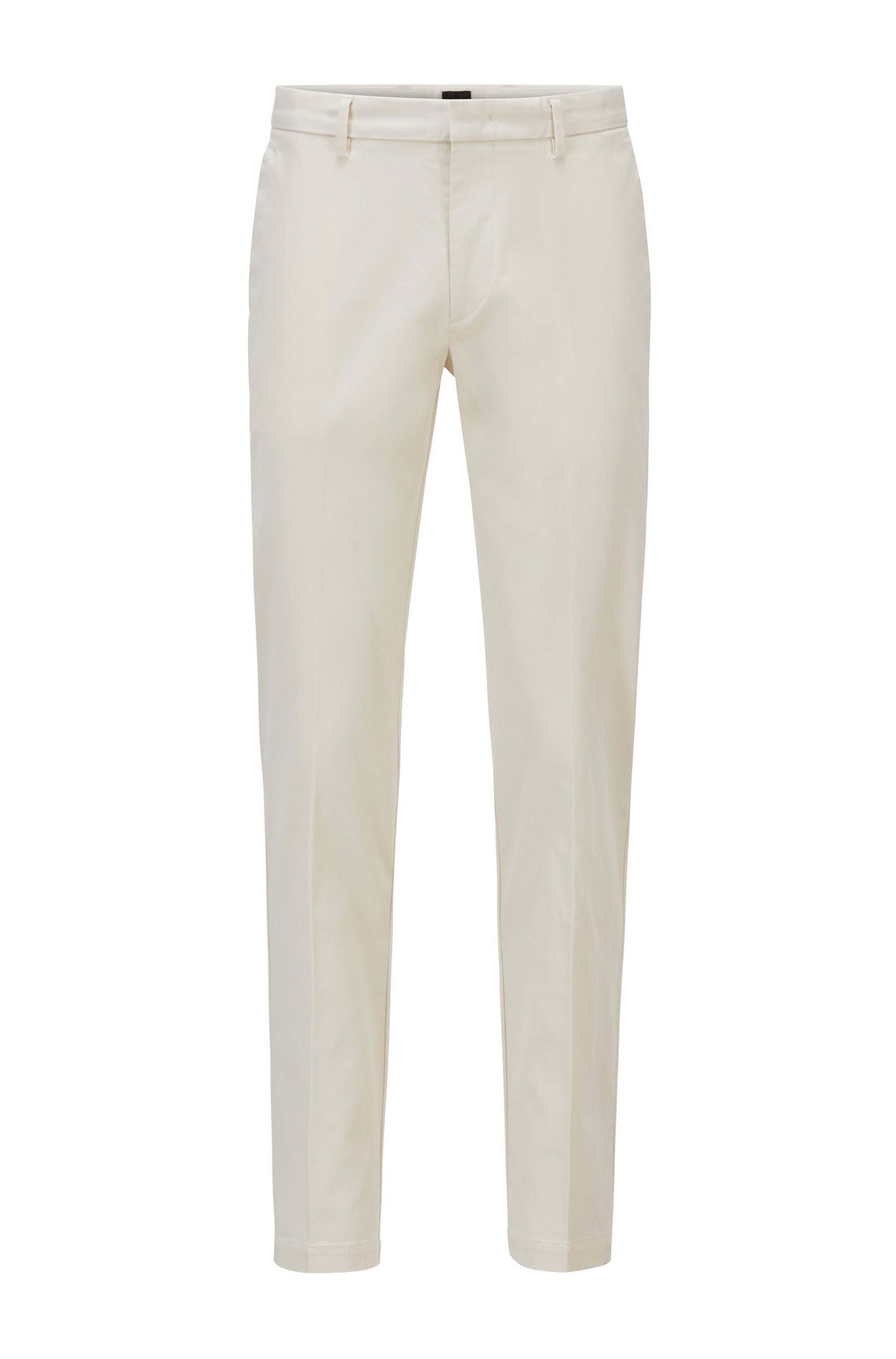 Slim-fit chinos in structured stretch cotton, White