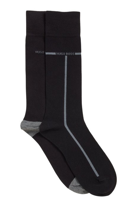 Socken aus Baumwoll-Mix mit Kontrast-Akzenten im Zweier-Pack, Schwarz