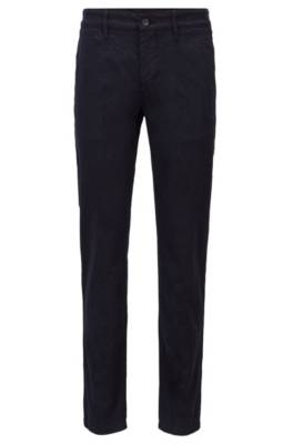 Pantalon Tapered Fit en coton stretch à carreaux ton sur ton
