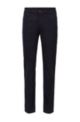 Tapered-fit trousers in stretch cotton with tonal check, Dark Blue
