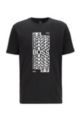 Regular-Fit T-Shirt aus Baumwolle mit mehrlagigem Logo-Artwork, Schwarz