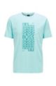 Regular-fit T-shirt in cotton with layered logo artwork, Light Blue