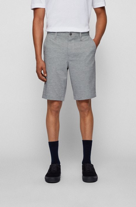 Tapered-fit shorts van tweekleurig gebreid stretchmateriaal, Grijs